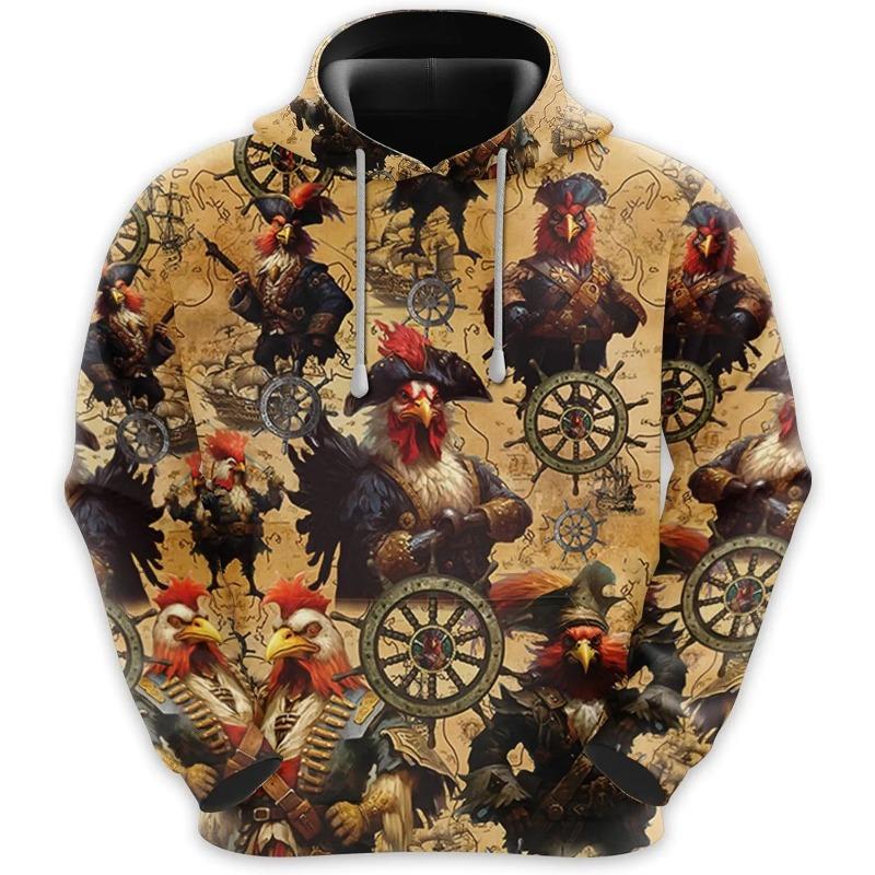 Erkek Horoz Grafik Kapüşonlular 3D Tavuk Baskılı Sweatshirtler Erkek Kadın Yüksek Kalite Eşofman Kapüşonlu Oversize Harajuku Giyim