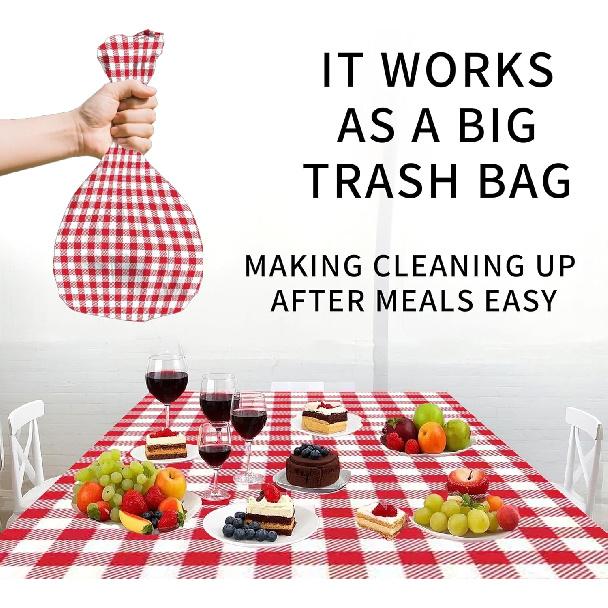 3 Pack Red and White Checkered Tablecloth, 54 X 108Inch Plastic Red Gingham Table Cloth Disposable Spring Picnic Tablecloth Waterproof Red Checkered