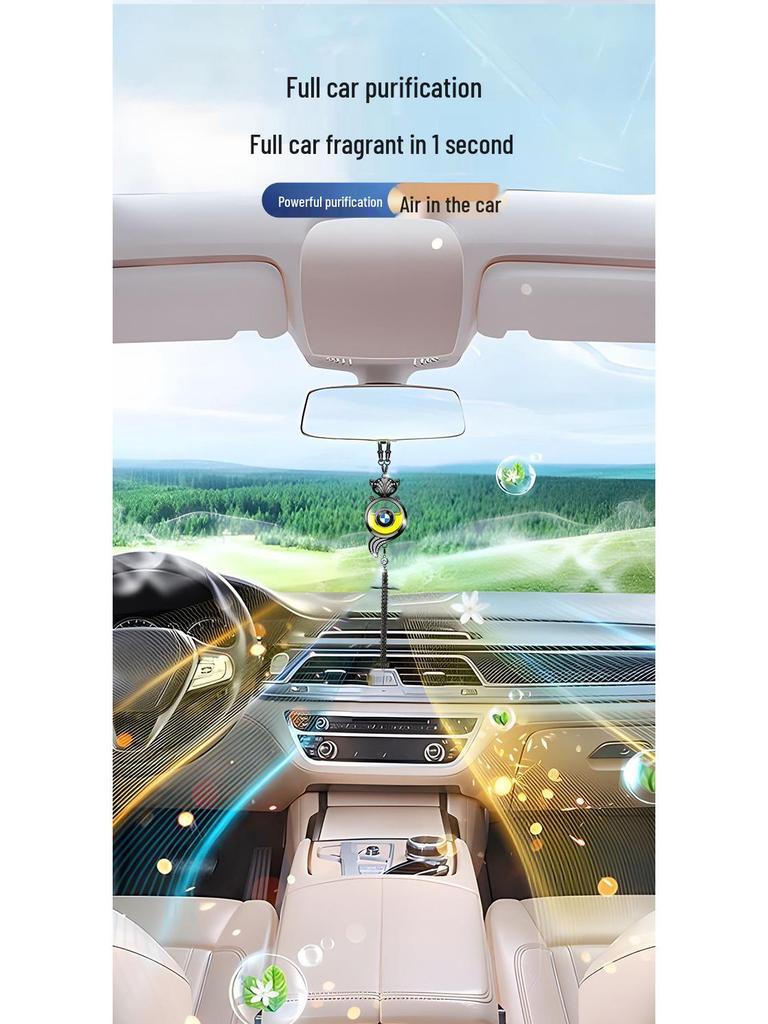 Car Aromatherapy Hanging Ornament for Odor Removal - Rearview Mirror Pendant with Empty Bottle.