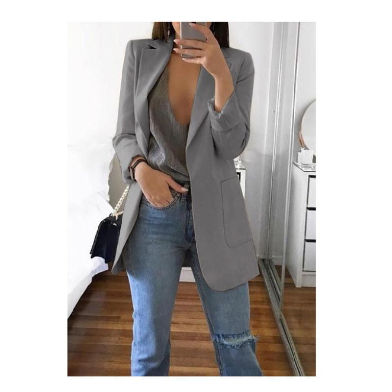 

Новый однотонный костюм воротник тонкий кардиган темперамент блейзер женская одежда 5XL