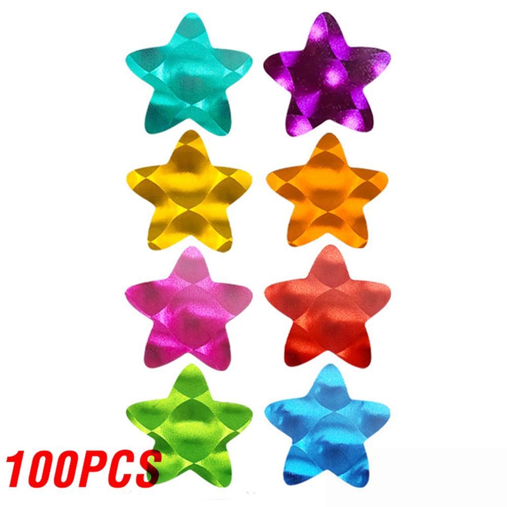 

50-300pcs Colorful Laser Gold Foil Self-adhesive Star Stickers Reward Chart Decorative Toy Gifts Sticker Labels 2 cm