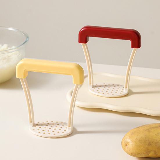 Potato Masher with Ergonomic Handle Manual Potato Press Honeycomb Round Hole Mashed Potato Presser Multi-Functional Kitchen Tool