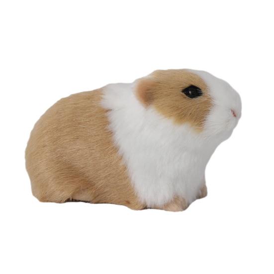 Realistic Hamster Ornament Plush Guinea Pig Model Furry Hamster Replica for Home Desk Shelf Car Interior Decor