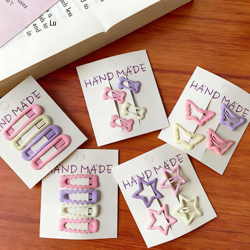 New Macaron Color Hair Clips - Cute Star & Heart Designs for Women and Girls