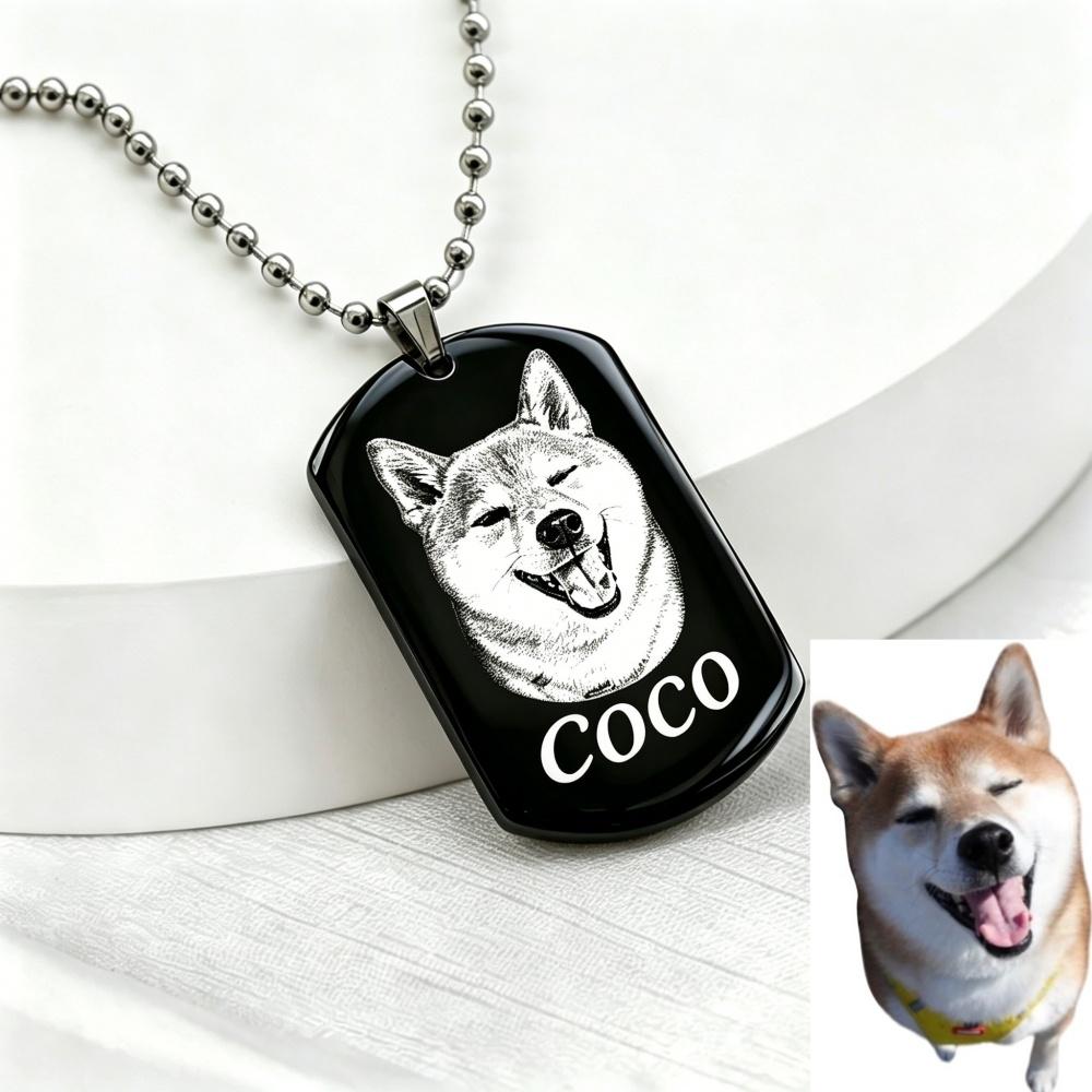 Photo Necklace Stainless Steel Engrave ID Dog Tag Army Pendant Chain For Woman Jewelry Personalized Necklace
