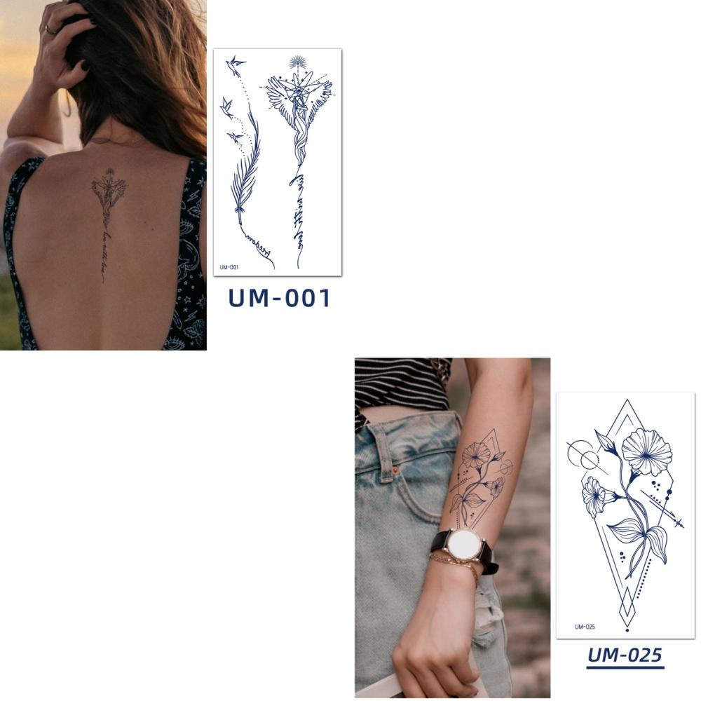 

2 листа полупостоянные травяные татуировки женские временные татуировки на руку и спину водонепроницаемые и долговечные