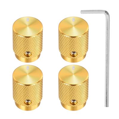 Uxcell Aluminum Potentiometer Inner Diameter X Outer Diameter X Universal Volume Tone Control Knobs for Guitar and Oval Gold Finish 4-Pack Knobs, 1/4"