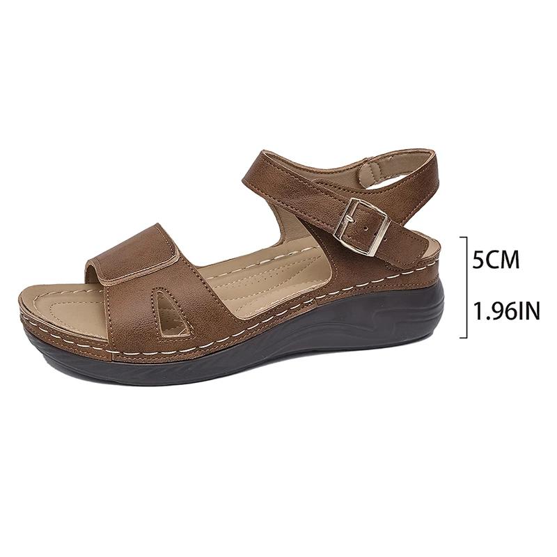 Fashion Women's Casual Summer Wedge Sandals Open Toe Ankle Strap Comfort Beach Shoes Woman Lightweight Non Slip Walking Sandalias Muejr
