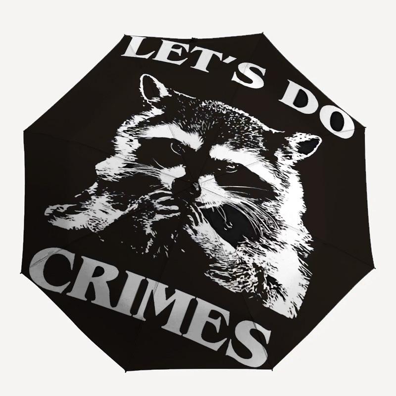 

1pc let s do crimes Automatic Open Close Umbrella with 8-Rib Windproof Canopy Compact Portable Travel Umbrella10255