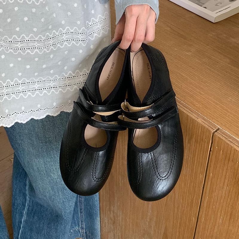 Fashion Fashion Hook Loop Ladies Mary Janes Flats Shoes Soft Female Footwear Round Toe Shallow Women Ballet Flats Slip On Shoes  lady