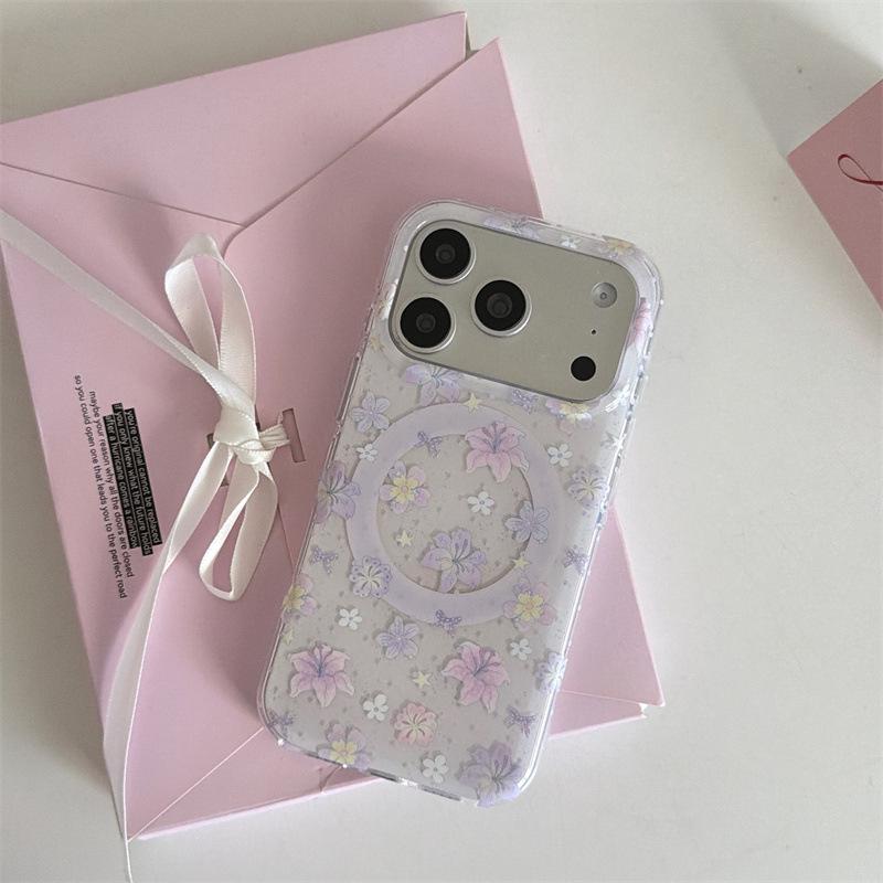 

Spring Bloom Purple Lily Magnetic Phone Stand Case for iPhone 17, Apple 16 Pro Max/15/14 iPhone 16 Pro