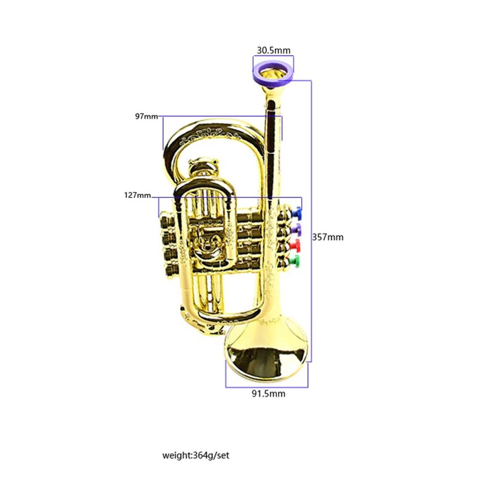 Professional Trumpet Mouthpiece Musical Educational  ABS Trumpet  with 4 Colored Keys Simulation Instrument Child Gift