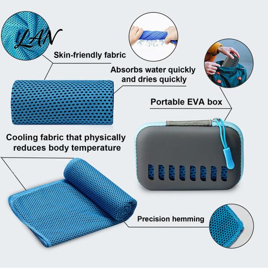 Quick Cooling Towel with Case Carrying Case, 30x80cm Instant Microfiber Ice Lightweight Towel, Portable Drying for Gym Workout Yoga Running Fitness