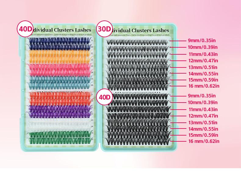BLINGBLANG New Style Custom Logo Waterproof DIY Colorful Cluster Eyelash Mix