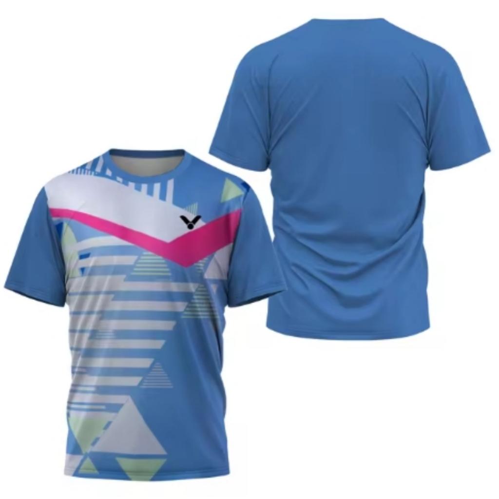 Laser Neon Print Men's Badminton T-Shirt Luxury Brand Short Sleeve Men's Summer Table Tennis T-Shirt Quick Dry Short Sleeve Tee