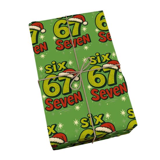 67 Meme Christmas Gift Wrap Funny Wrapping Paper for Kids Unique Brain Rot Holiday Gift Wrap Paper Roll for Birthday Xmas Present Wrapping