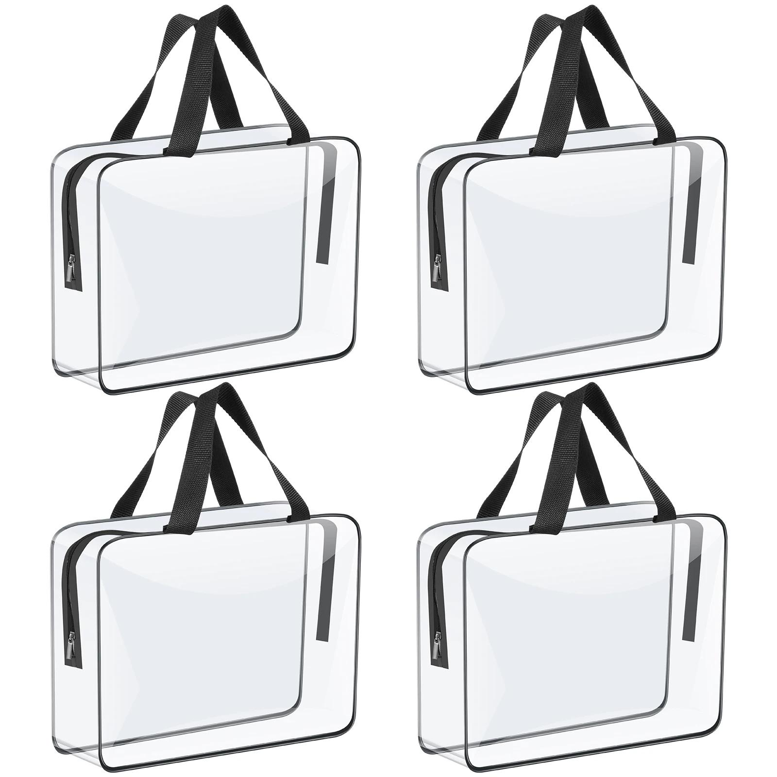 

4/6 шт. ПВХ сумки для зберігання макіяжу портативні великої ємності водонепроникні прозорі сумки-органайзери на блискавці для подорожей, прання, дому 30x10x22cm