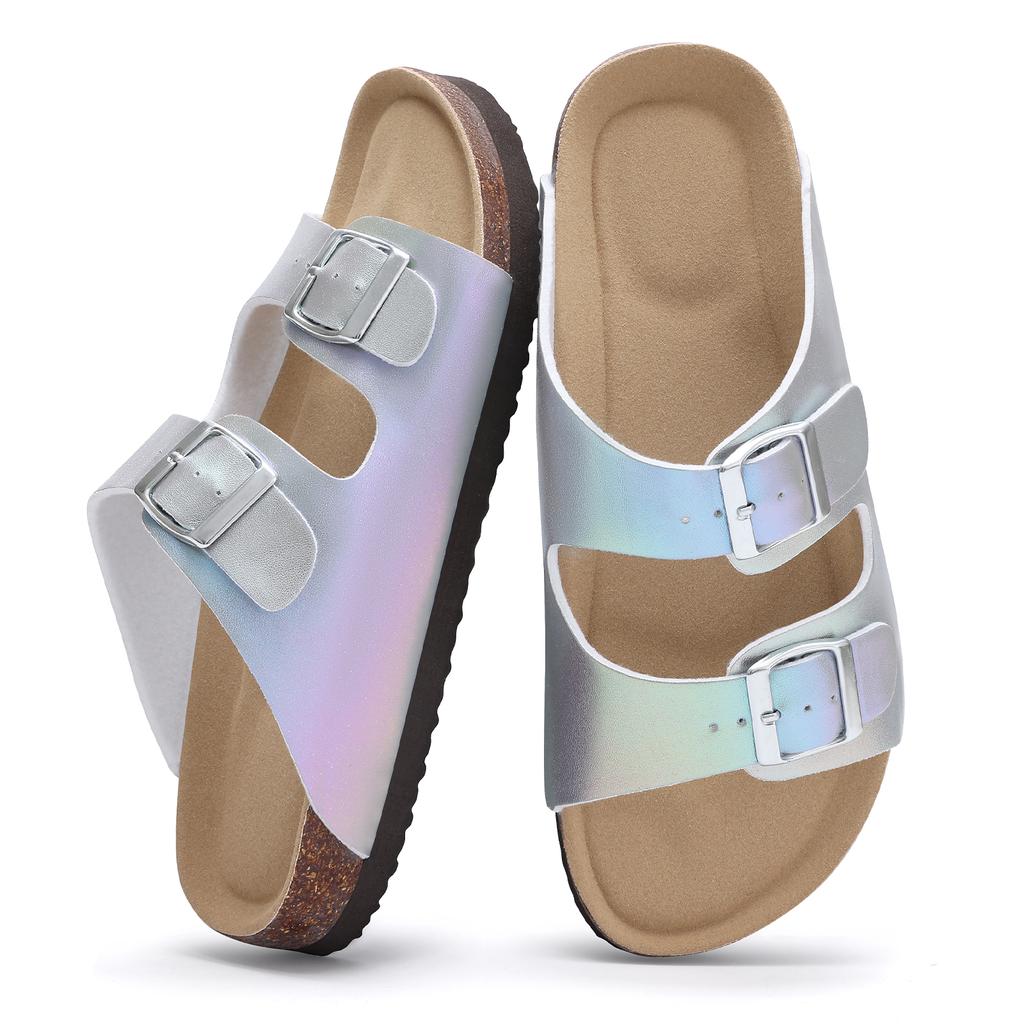 Fashion Crestar Women's Cork Slippers With Adjustable Buckle Summer New Gradient Beach Sandals Lady Fashion Clogs Slides House Slippers