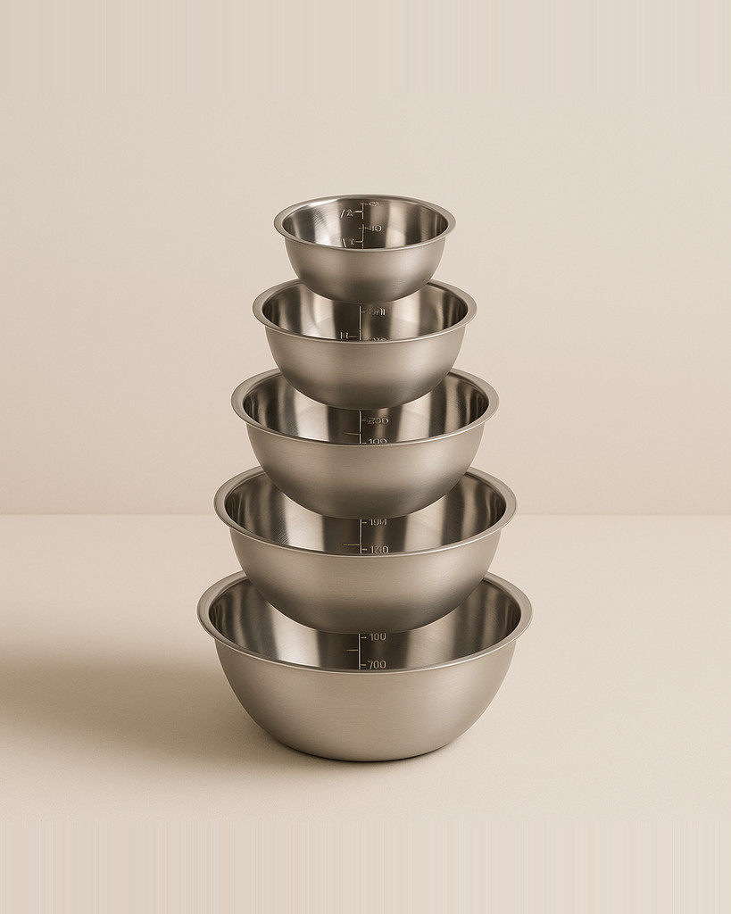 5pcs/Set Stainless Steel Mixing Bowls Non Slip Nesting Whisking Bowls Set Mixing Bowls for Salad Cooking Baking
