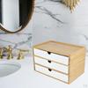 Bamboo Desktop Storage Drawer Organization Scissors Box for Hotel Guest Room Study Pencils