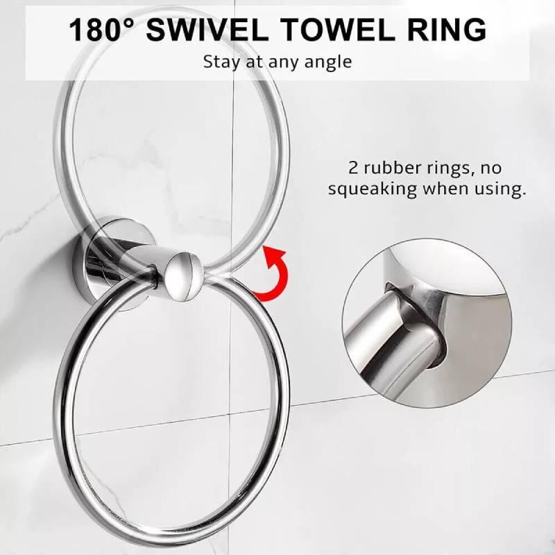 Steel Toilet Stainless Roll Holder And Towel Ring Set Wall Mounted Bathroom Tool