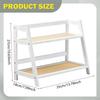Bamboo Double Layer Rack 2 Tier Coffee Mug Display Stand Desk Storage Organizer for Living Room
