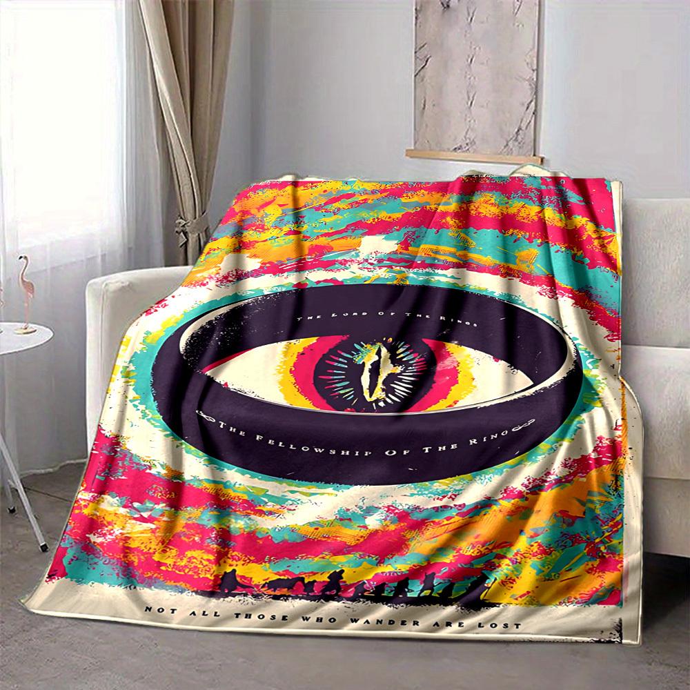 1pc Fellowship of the Ring Blanket Lightweight Flannel Throw For Sofa, Bed, Travel, Camping, Livingroom, Office, Couch, Chair, And Bed