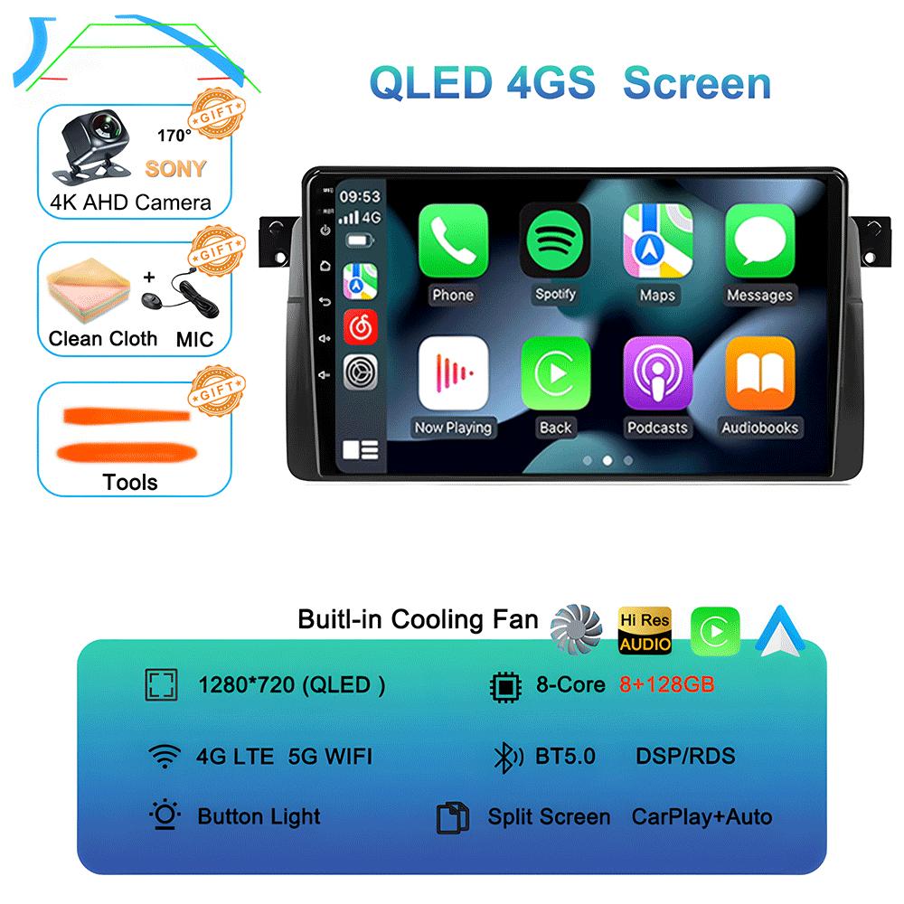 Android 14 Car Radio For BMW E46 M3 1998-2006 Multimedia Video Player 2Din 4G WIFI GPS Navigation Carplay Head Unit 360 Camera