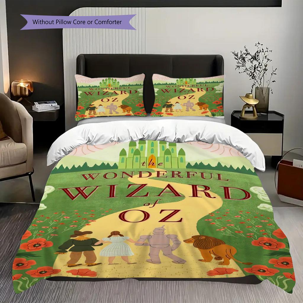 1PC The Wizard of Oz Pattern Bedding Quilt Set Quilt Cover Pillowcase Home Decoration Birthday Gift (1 * Duvet Cover + 2 * Pillowcase, Without Core)