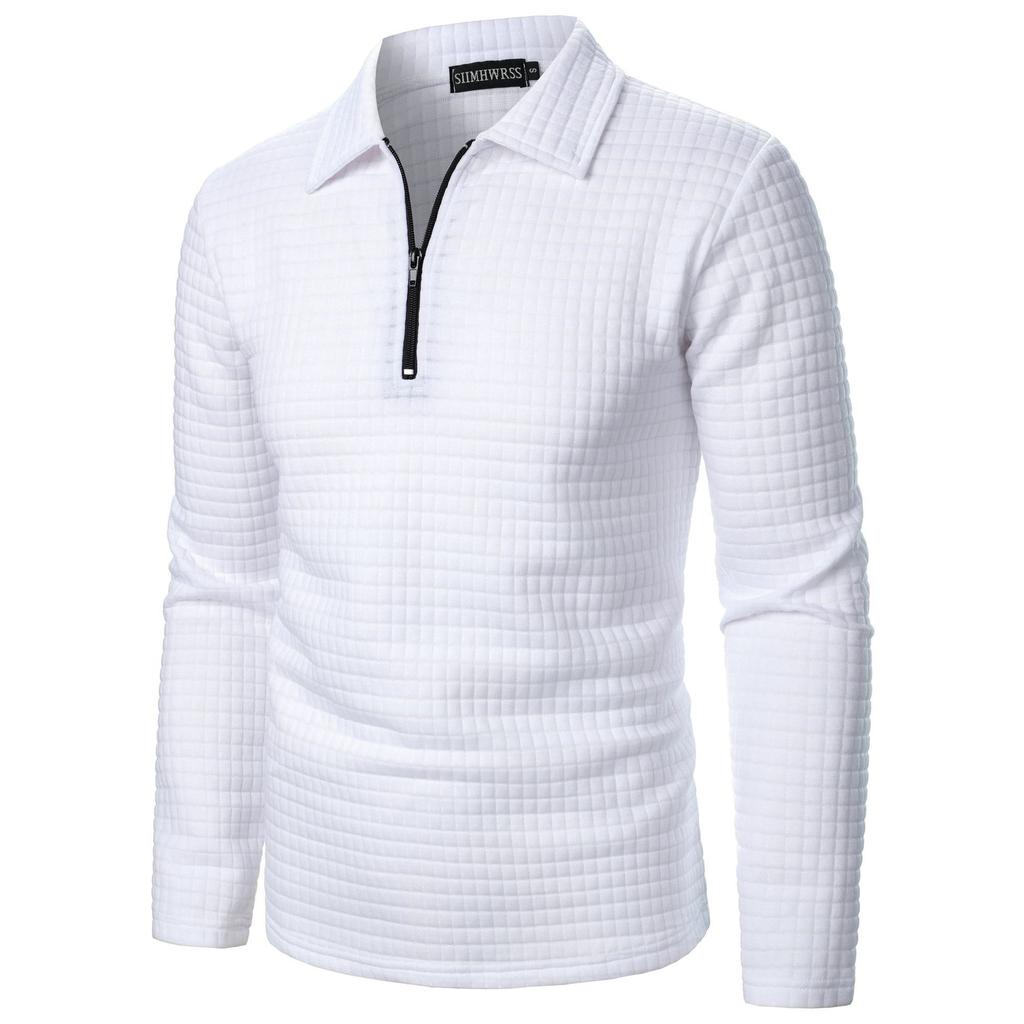 Jesień i Zima Nowa Męska Stójka Półzamek Długi Rękaw Niemiecki Aksamit Ciepła Koszulka Spodnia Męska Bluza z Kapturem