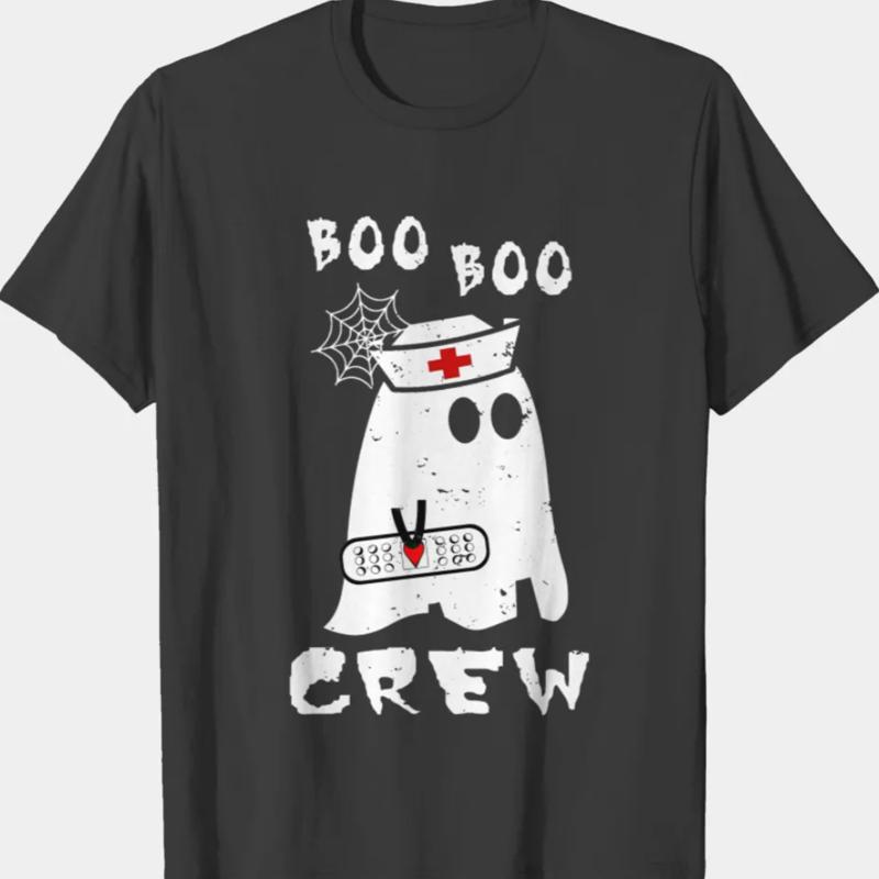 Boo Crew Halloween Ghost Nurse T Shirt All Size - Men s Summer Cotton Graphic Tee S разноцветный