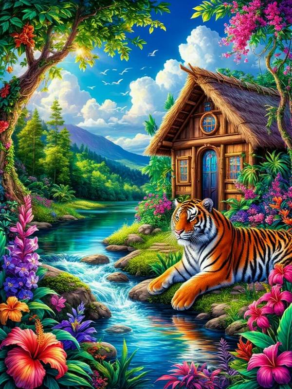 Diamant Schilderij Tijger Hond Wasbeer Diy Volledig Vierkant Rond Boor Strass Borduurwerk Verkoop Dieren Huis Landschap Mozaïek Kruissteek Kits