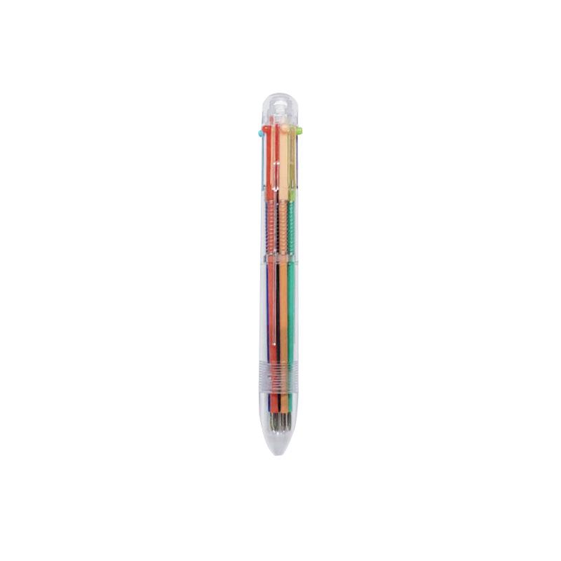 

Customizable 6-color transparent ballpoint pen with push-button functionality for drawing and writing. Logo printing available.
