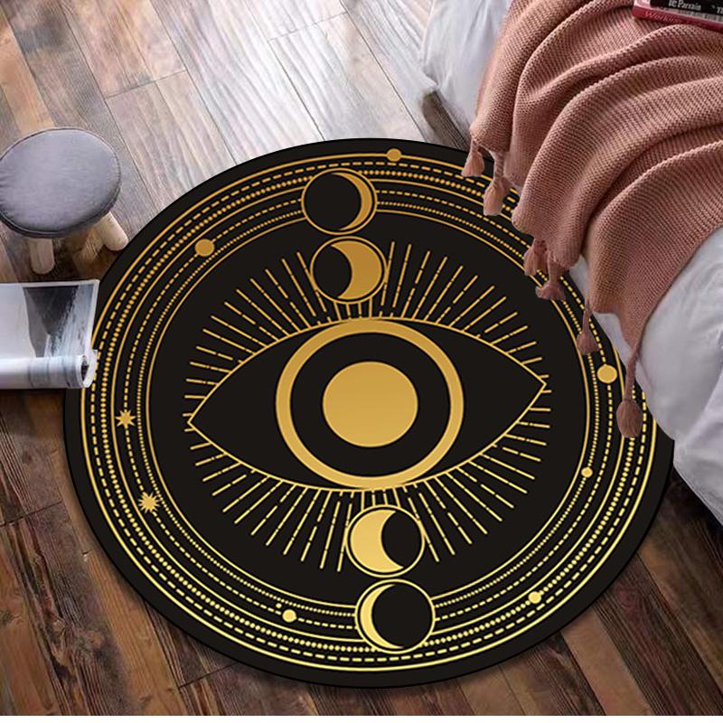 Psychedelic Eye  Circular Rug Office Decorative Carpet For Living Room Bedroom Door Mat Floor Rug Computer Chair Area Rug Viking Theme Decor