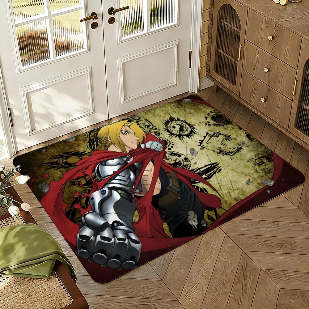 Fullmetal Alchemist Floor Mat Soft Thickened Absorbent Non-Slip Bedroom Living Room Door Mat Home Decor Flannel Rugs