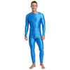 Men‘s Compression Swimwear & Gym Romper S-3XL: Shiny Long Sleeve Jumpsuit with Front Zipper, Flatlock Seams for Comfort