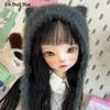 Fashion Fur Cat Ear Hat DIY Handmade Woolen Hat Doll Scarf for 1/4 1/6 BJD 30/45cm Dolls