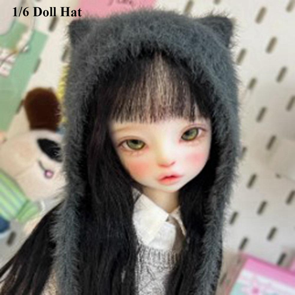 Fashion Fur Cat Ear Hat DIY Handmade Woolen Hat Doll Scarf for 1/4 1/6 BJD 30/45cm Dolls