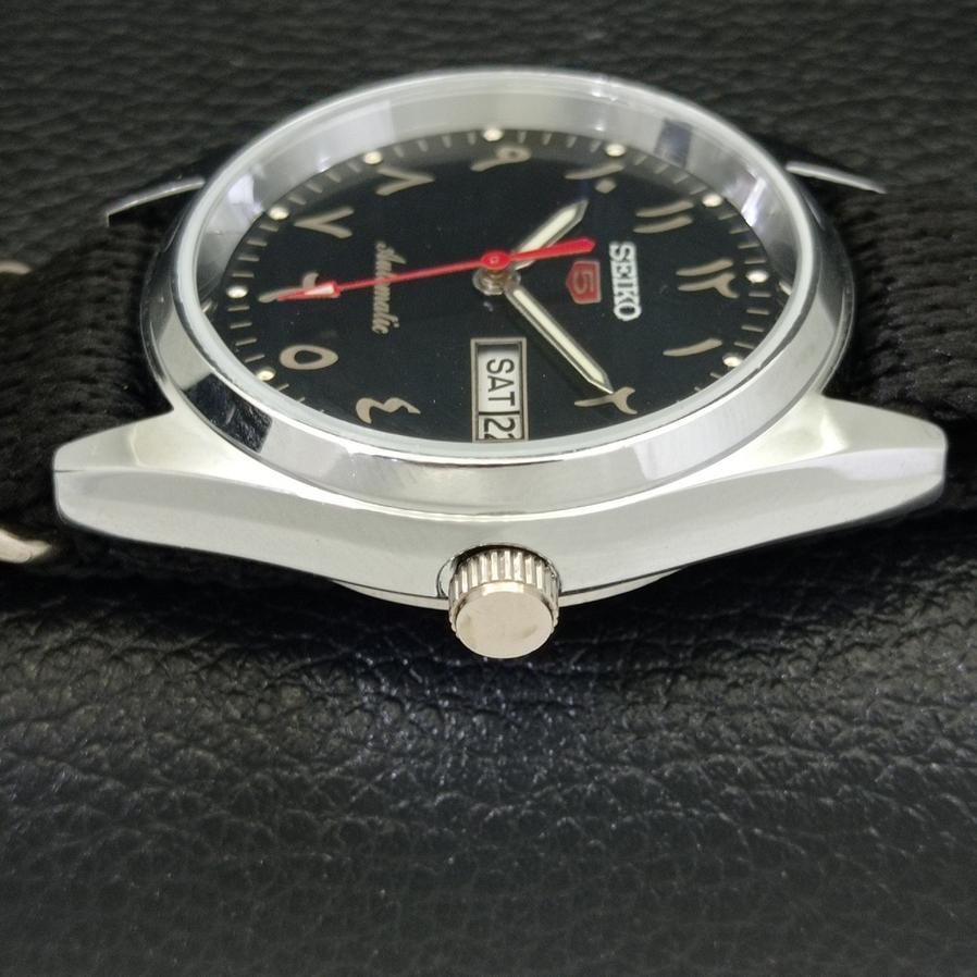 Generalüberholte Seiko 5 Automatik 6309A Japanische Herrenuhr mit arabischem Zifferblatt und schwarzem Zifferblatt a427338-2 QRL-a427338