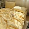 Minimalist Solid Color Cotton Quilt Set: Soft, Skin-Friendly, Machine-Washable Summer Quilt for Dorms (4-Piece, Single/Double).