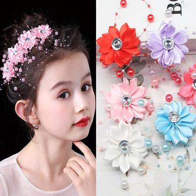 2Pc Korean Headdress Bridal Head Flower Small Wrinkle Chrysanthemum Rose Flower Handmade Jewelry Wedding Dress Disc Hair Dancing Hairpin