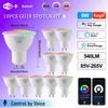 1-10Pcs Tuya GU10 WiFi LED Smart Bulb Dimmable 1-100% RGBCW Spotlight Smart Life APP Work with Alexa Google Home Voice Control
