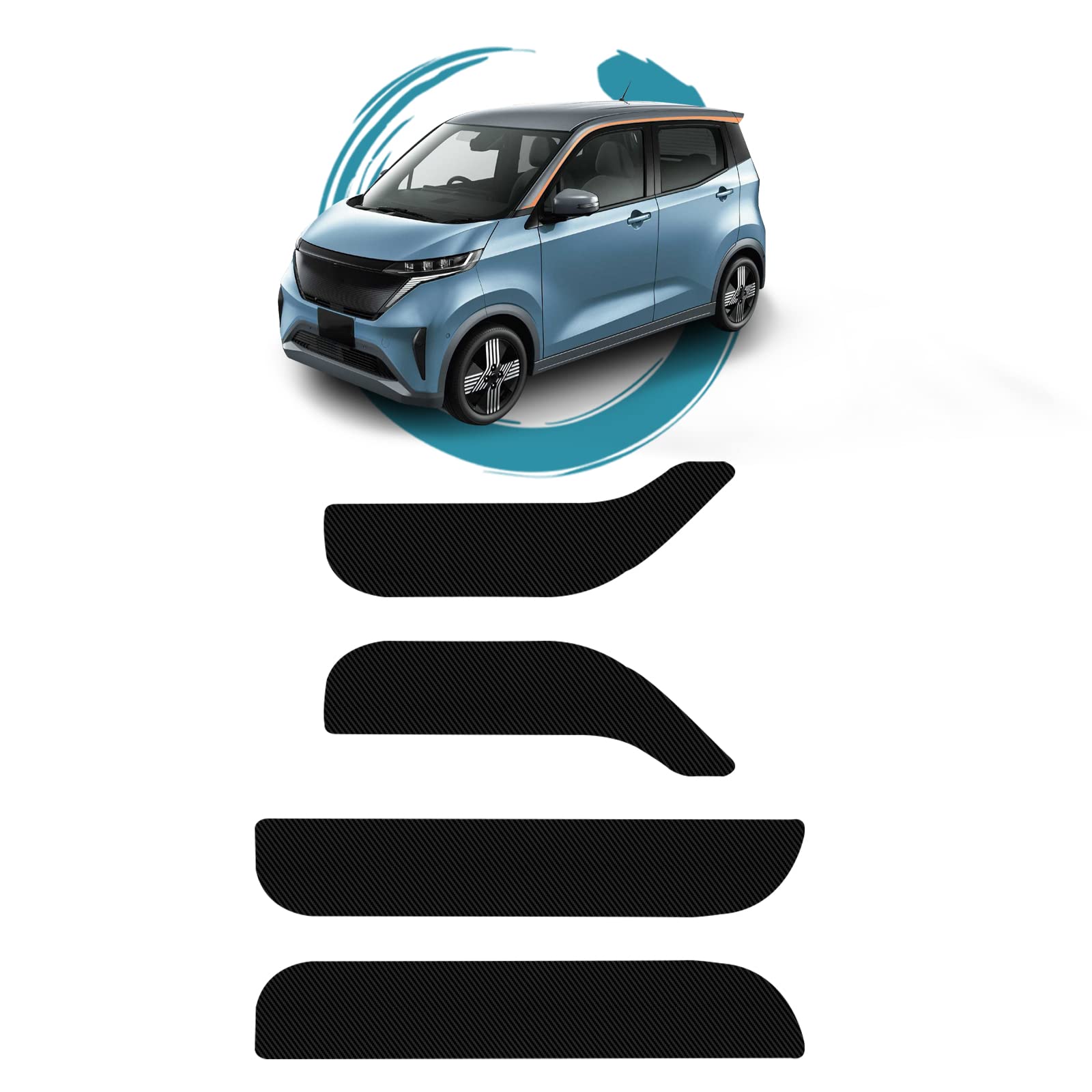Ruiya Door Kick Guards for the New Nissan Sakura B6 Carbon Door Trim Nano Protection Film of and Deterioration Easy Application with Innovative чёрный
