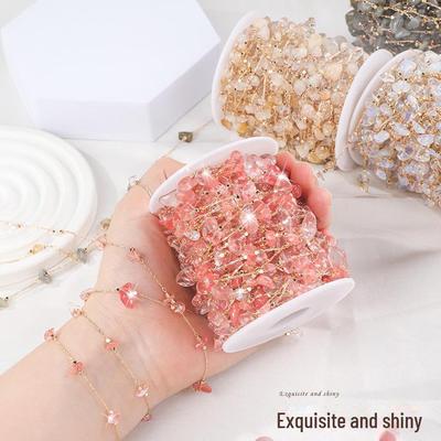 Erdbeer-Kristallkette, handgefertigtes DIY-Armbandzubehör, 14 Karat vergoldet, farberhaltende Halskette und Strasskette