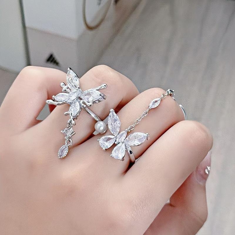 French Chain, Personalized Butterfly Opening Ring, Female Tide Niche Design, Advanced Sense, Cold Style And Fashion