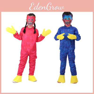 Wuggy Huggy Kids Poppy Playtime Cosplay Costume Bodysuit Jumpsuit Gloves Mask