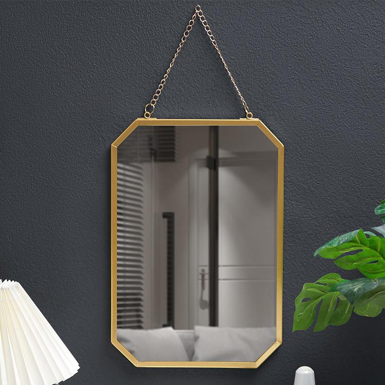 Nordic Wrought Iron Wall-Mounted Vanity Mirror for Bathroom or Dormitory