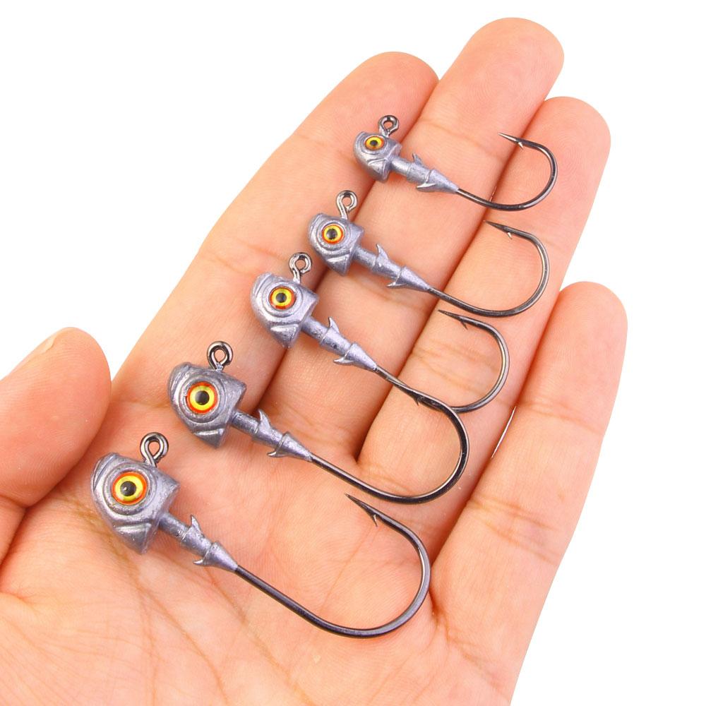 5PCS/Big Eyes High Strength Jig Head for Worm Lure Swimbait Hook For Seawater Freshwater Fishhook Fishing Tackle