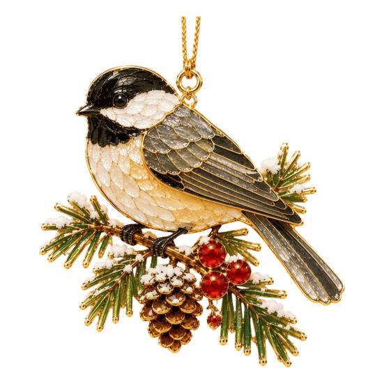 Winter Bird Gift for Friends Christmas Ornament, 2D Acrylic Hanging Decor with Gold Edge, Festive Garlands Red Hummingbird Blue Jay, Holiday