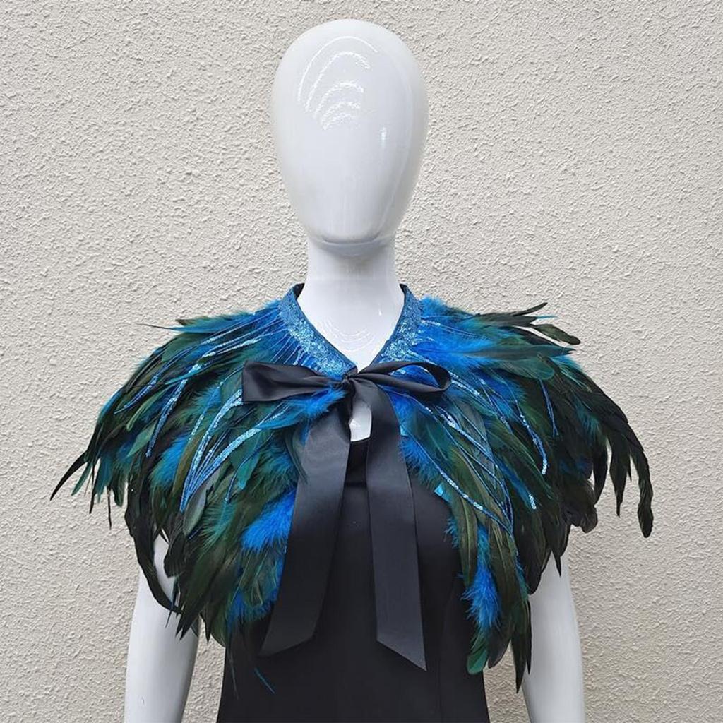 Gothic Feather Shawl Stage Makeup Ball Costume Accessories